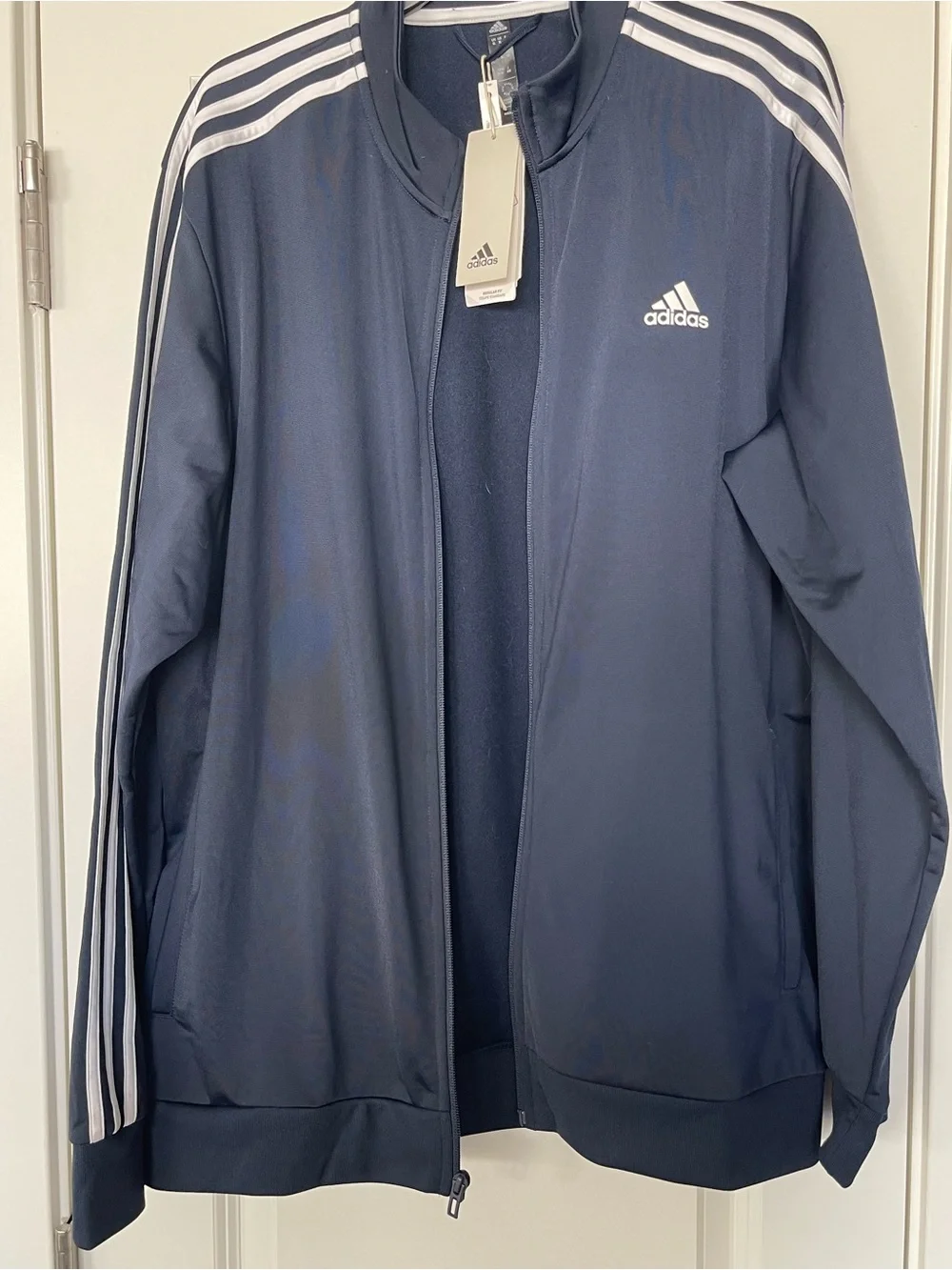 adidas Navy and White Lightweight Track Jacket